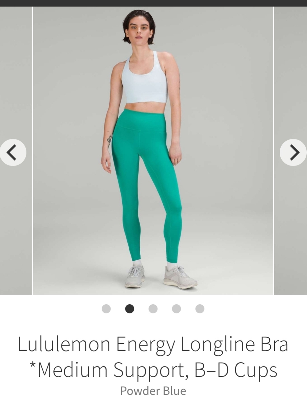 Lululemon  Energy Longline Bra in Powder Blue - Medium Support B-D Cup Sz 6